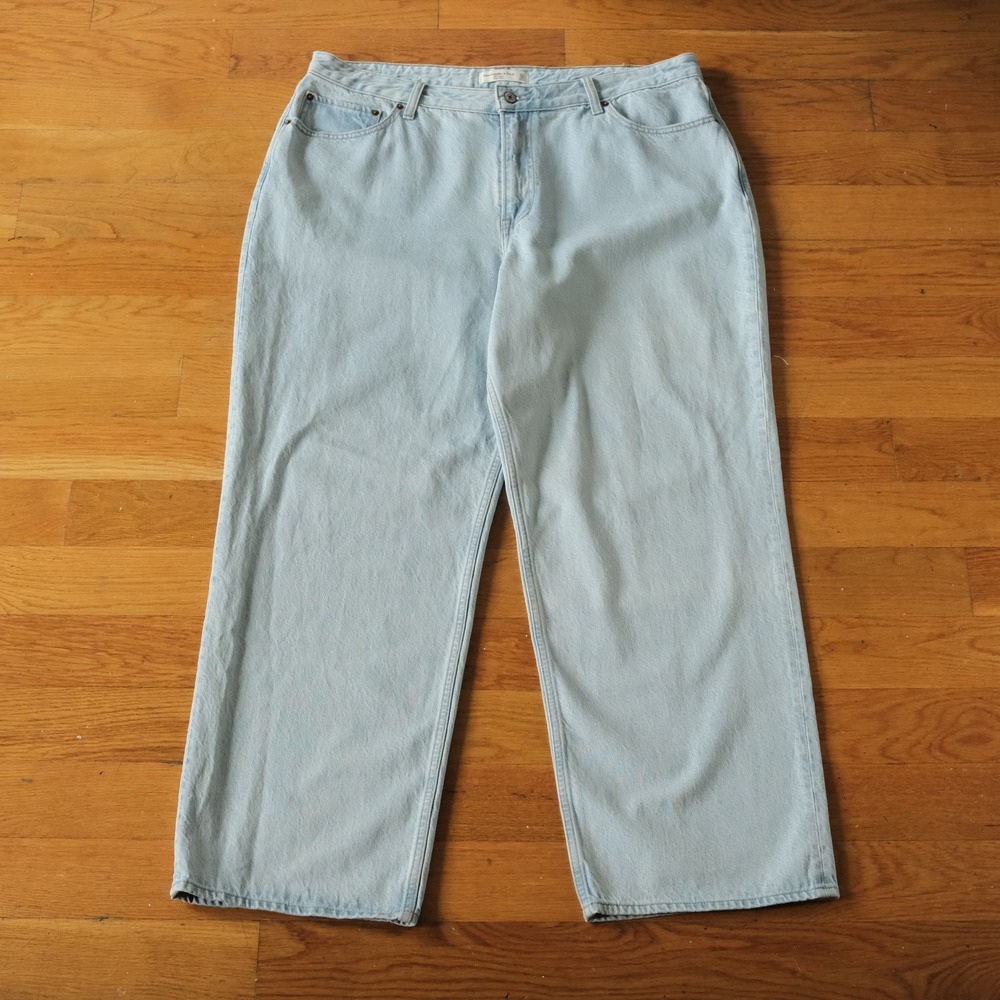 Abercrombie & Fitch Loose High Rise Jeans Women Light Blue Curve Love Baggy